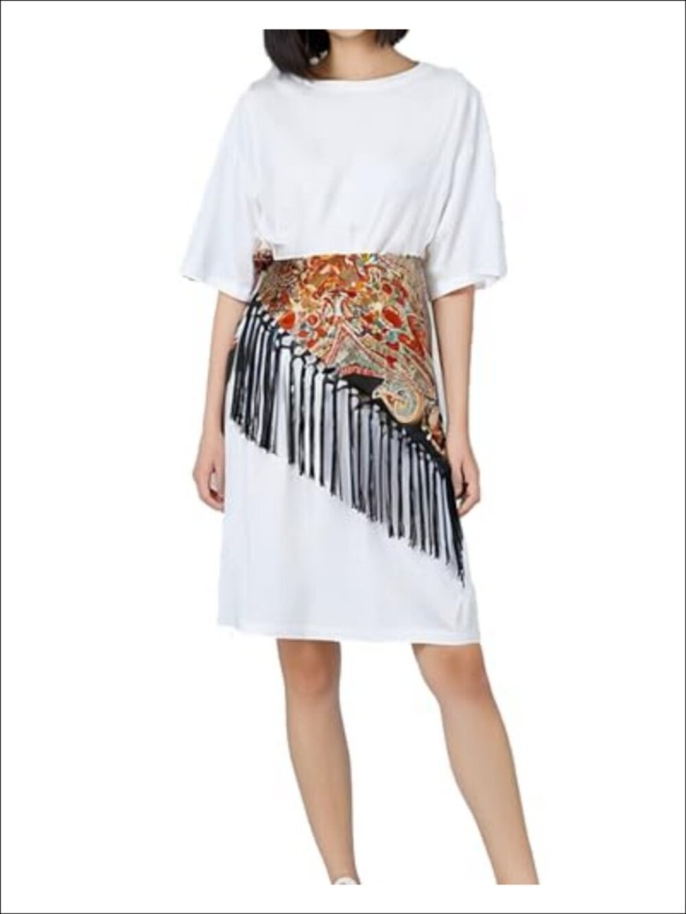 Polyester Satin Triangle Sash Scarf Belt with Tassels